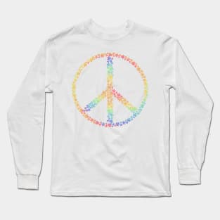 Floral Peace sign - rainbow tie-dye Long Sleeve T-Shirt